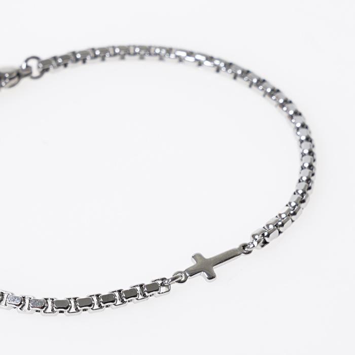 Jbans Classic Surgical Steel Cross Cube Chain Couple Bracelet (C1701-Ac335Sv)