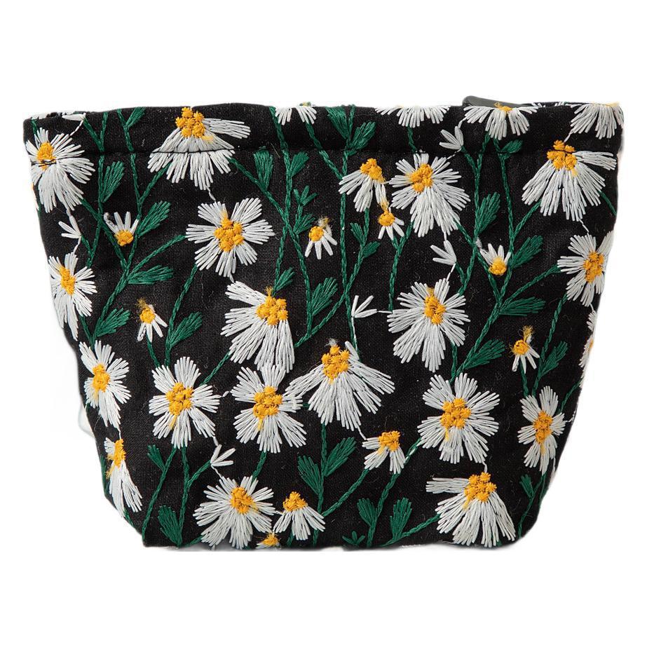 Breathable Canvas Toiletry Organizer With Flower Embroidery For Women And Men