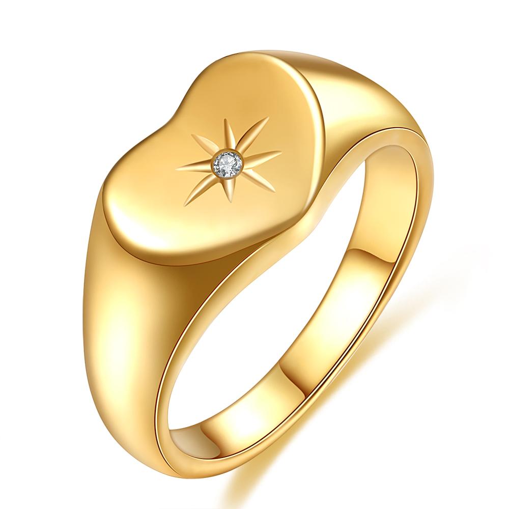 

Love Eight-pointed Star Ring Crystal Zircon Anniversary Valentine s Day Women s Men s Gift 10 золотий