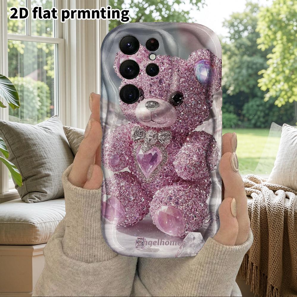 Phone Case: 2D Flat Samsung Galaxy A34 A35 M05 M06 S20 S22 S21 FE Plus 5G Protective Case, Couple Style, Crystal Bear, Christmas and Halloween Gift