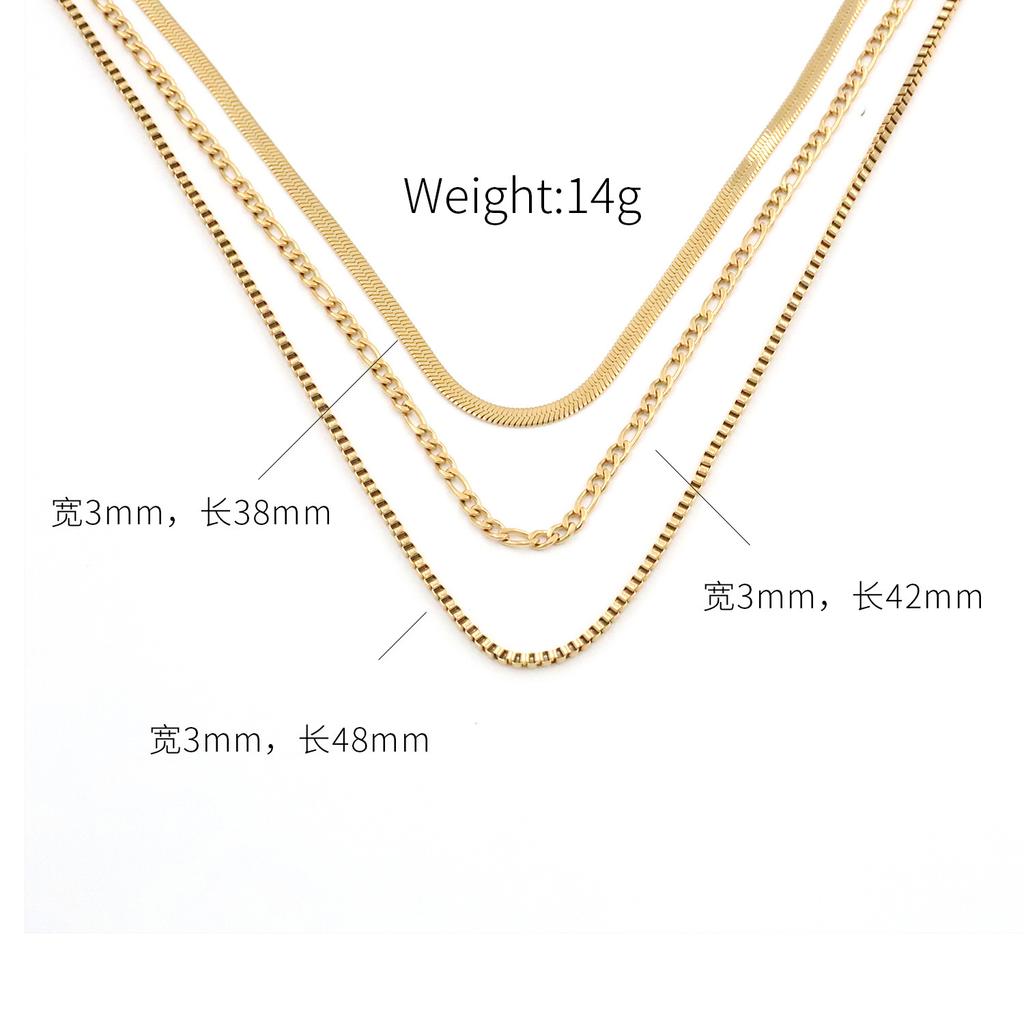 Wind Three Layers Stacked With Titanium Steel Necklace Women'S 18K Gold High-End Necklace Jewelry