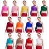 Kids Girls Dance Top Sparkly Rhinestones Crop Top, Unique Irregular Shoulder Design for Stage Performance & Dance Competition