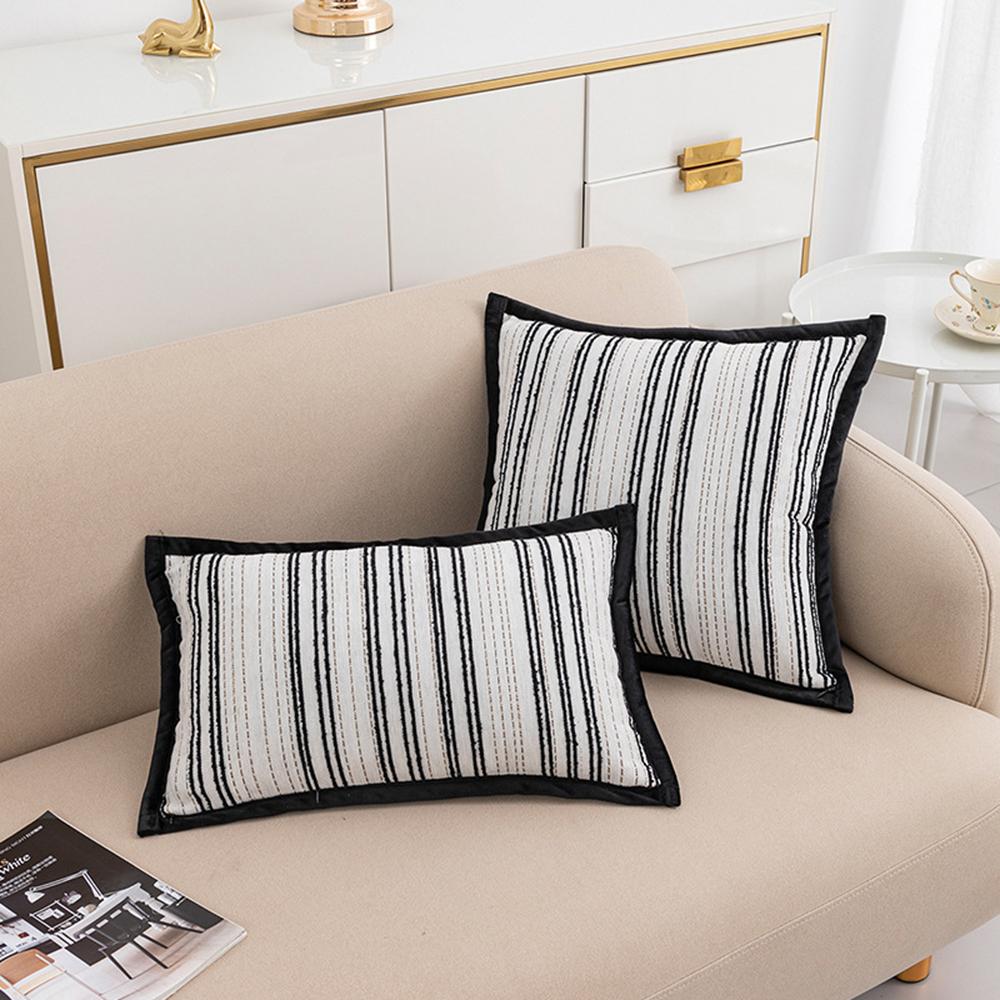 30x50/45x45cm Simple Chenille Pillowcase Cojines Yarn-Dyed Jacquard Striped Throw Pillow Cover Geometric Soft Cushion Covers