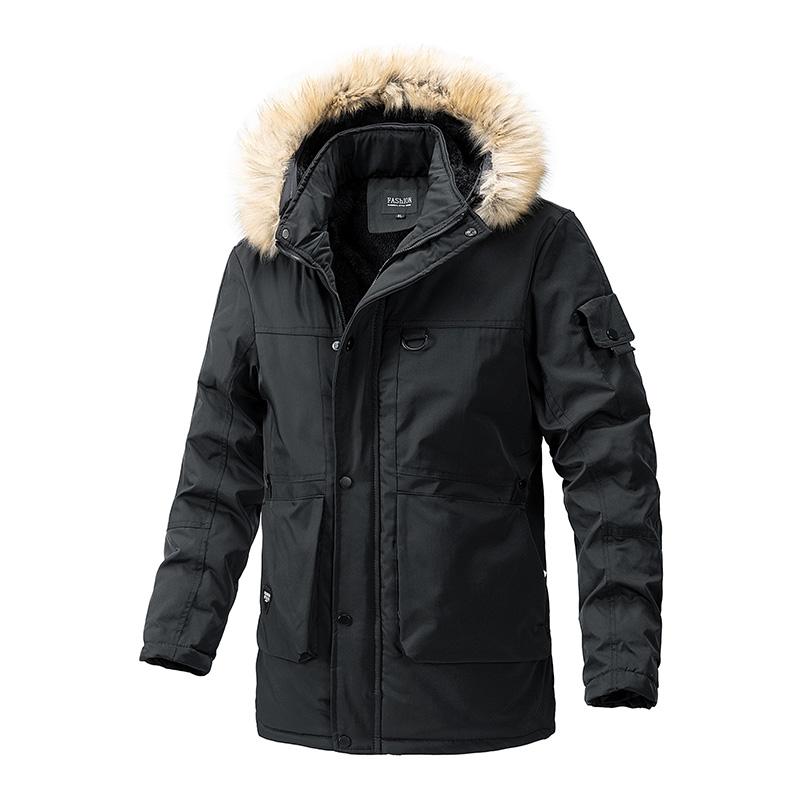 

Winter Hooded Men s Casual Thick Cotton Coat with Fabric Comfortable Versatile Windproof and Breathable Jacket XXXXL чорний