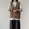 Unisex ležérní vesta bez rukávů s mnoha kapsami design vesta kabát zip knoflíky zapínání bunda cargo
