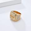Anello Hip Hop Lucido con Zirconi "BOSS" da Uomo Anello in Acciaio Inossidabile Gioielli Placcati Oro