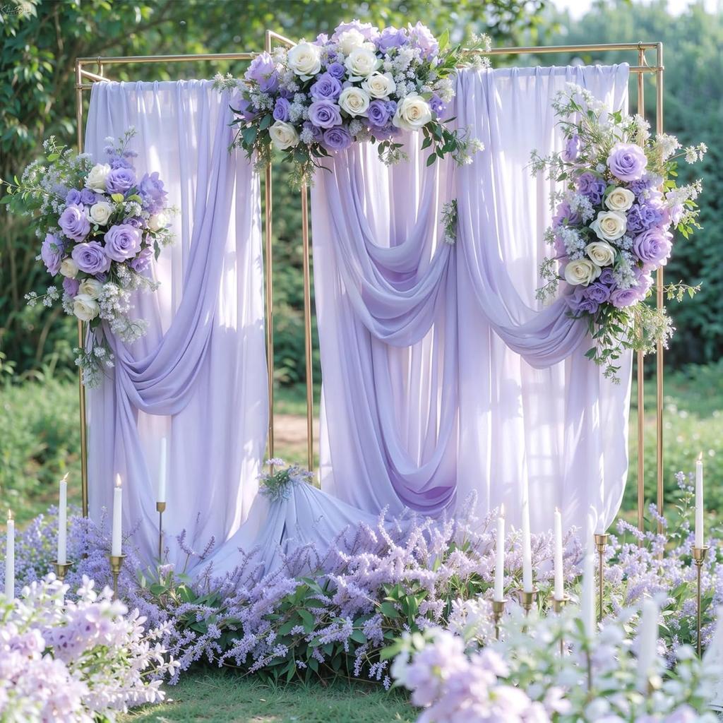 Chiffon Wedding Arch Draping Fabric,70X600cm Sheer Backdrop Curtain Chiffon Fabric Drapery for Wedding Archway Ceremony Party