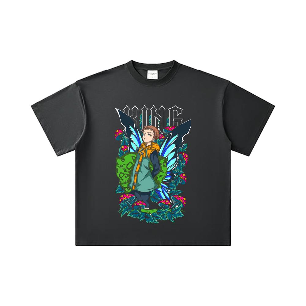 260 GSM Double Yarn 32 Count 100% Cotton Seven Deadly Sins V6 King Print Unisex Heavy Cotton T Shirt