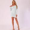 European & American Women's One-Shoulder Wrap Dress: Solid Color, Slim Fit with Elegant Pleated Design