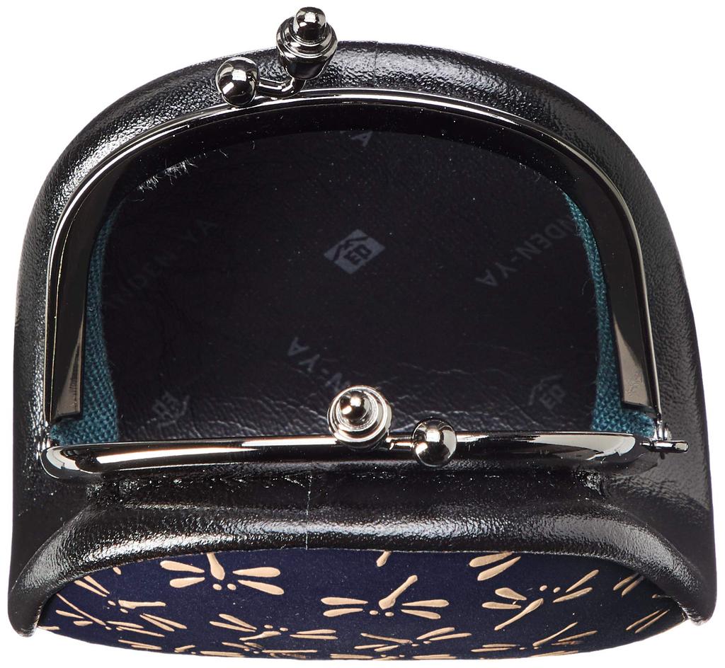 Coin Purse 72H Navy Deerskin X White Lacquer Dragonfly Pattern [Indenya] 1105-14-008