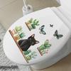 Grünpflanzen im Topf Schwarze Katze Toilette Badezimmer Toilette Heimverschönerung Dekoration Aufkleber