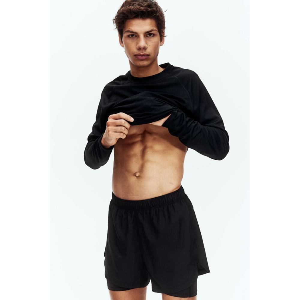 H M Double Layer Sport sHorts dryMove Black