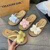 Cool Slippers Slippers Word Muffin Summer New 2025 Fashion Thick Bottom Outer Wear Fairy Wind Flower Rhinestones