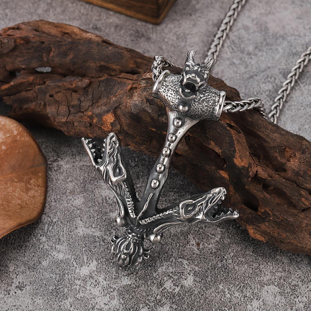Rock Wolf Head Necklace Pendant 60CM(Necklace Long)