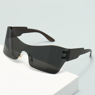 Men's Fashion Frameless Integrated Sunglasses, Women's Outdoor Sports Cycling Sunglasses, European and American Style UV Protection Glasses