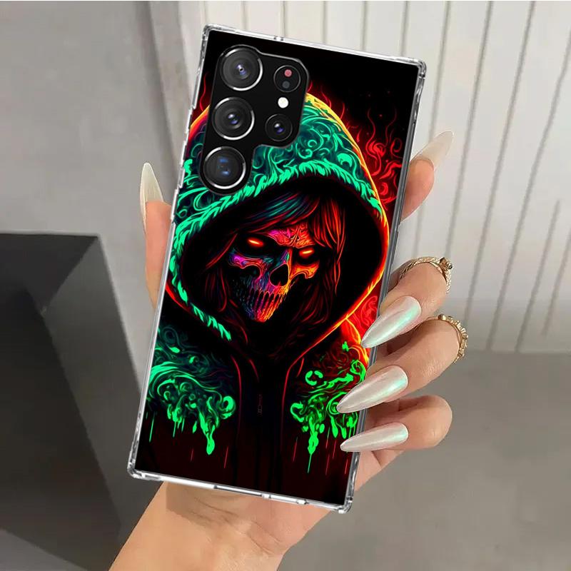 Halloween Moon Witch Horror Phone Case for Samsung Galaxy S26 S24 S23 Ultra S25 Edge S22 S21 Plus S20 FE + Soft Print Shell Fund