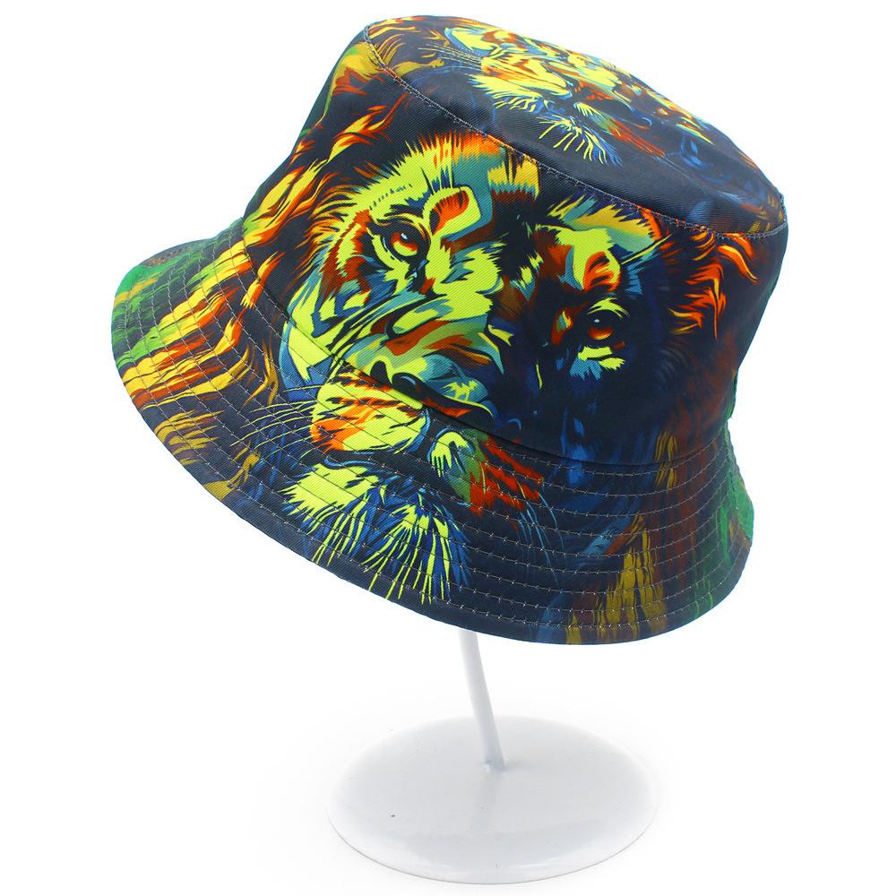 Trendy Lion Print Bucket Hat for Spring/summer Outdoor Breathable Bare-faced Sunshade Hat, Suitable for Men and Women, Couples, Casual Pot Hat