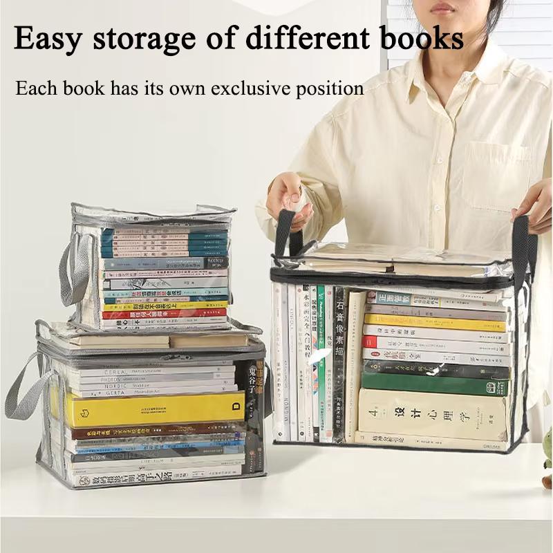 Foldable Book Box Student Dormitory Classroom Book Organizer Transparent Waterproof Household Book Organizing Storage Box