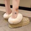 Fashion Winter Snow Boots Women's Fashion Round Toe Sequin Platform Non-Slip Wear-Resistant Plush Warm Cotton Boots