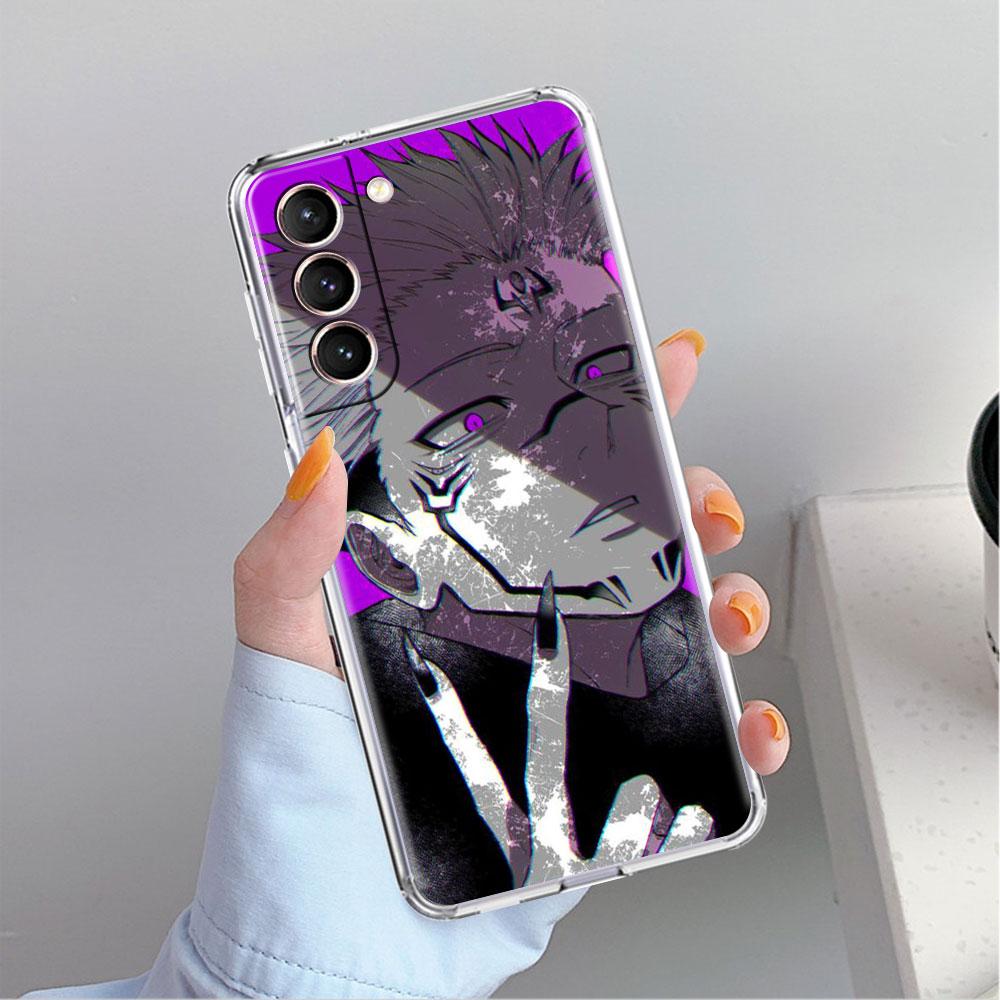 Niedliche Jujutsu Kaisen Anime Klare Hülle für Samsung Galaxy S22 S20 FE S21 S10 S9 Plus Note 20 Ultra 10 Lite Transparente Handyhülle