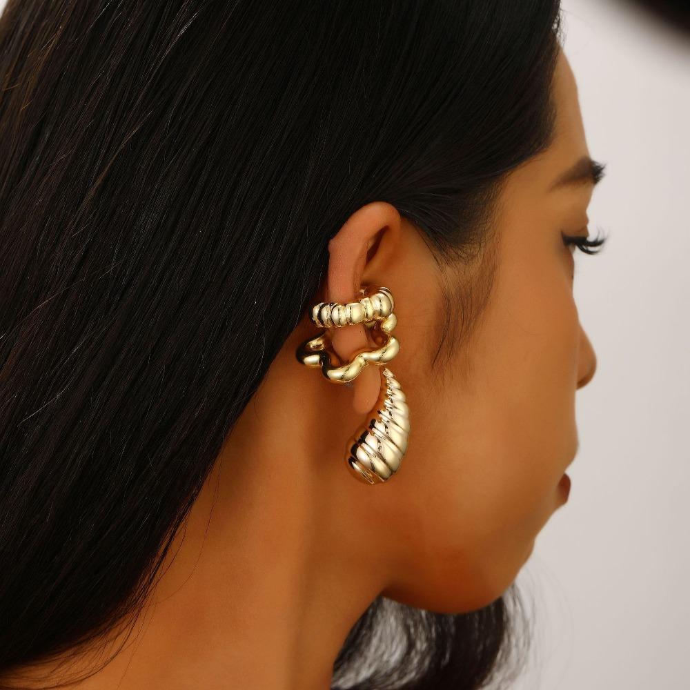 4Pcs/set C Shape Earring Clip Glossy Cartilage Ear Cuff Vintage Jewelry Accessories  Women