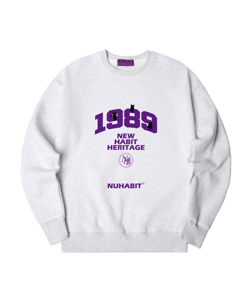NUHABIT N/H Nhh Cats Oversized Brushed Sweatshirt_Melange White (Som4-4Nh1213)