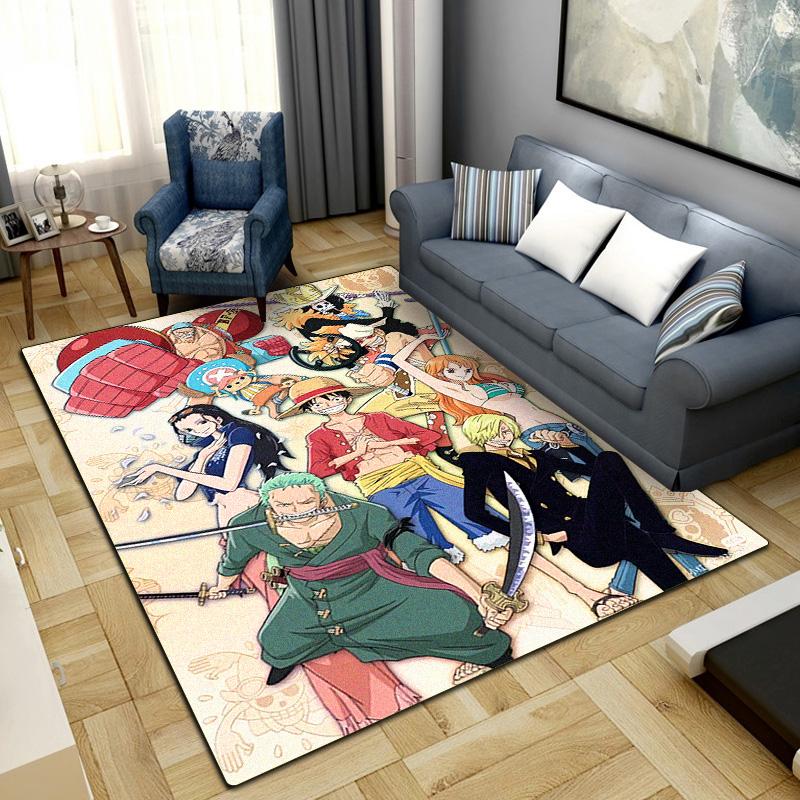 Anime One Piece Print Carpet Large Area Rug Non Slip Washable Floor Mat Bedroom Home Decor LXR144