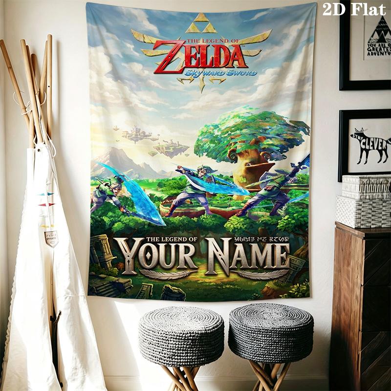 Name Custom Game Legend of Zelda Wall Tapestry Aesthetic Wall Hanging Printed Fabric Blanket Decorative Tapestries for Bedroom Living Room Home Decor