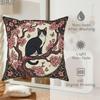 1/4pcs Vintage Art Nouveau Sakura Tuxedo Cat Throw Pillow Cover Home Farmhouse Outdoor Decoration Cushion Cover