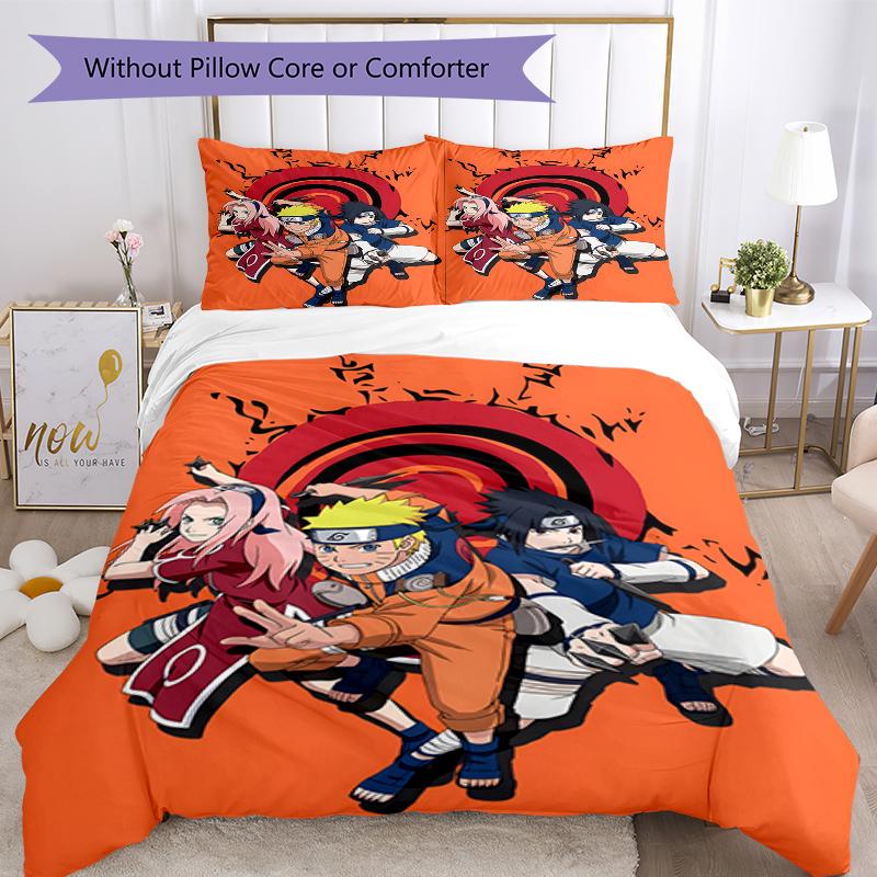 3pcs NARUTO (2) Design Cover Set - HD Printed Bedding with 1 Cover and 2 Pillowcases - Perfect for Home and Dorm Decor
