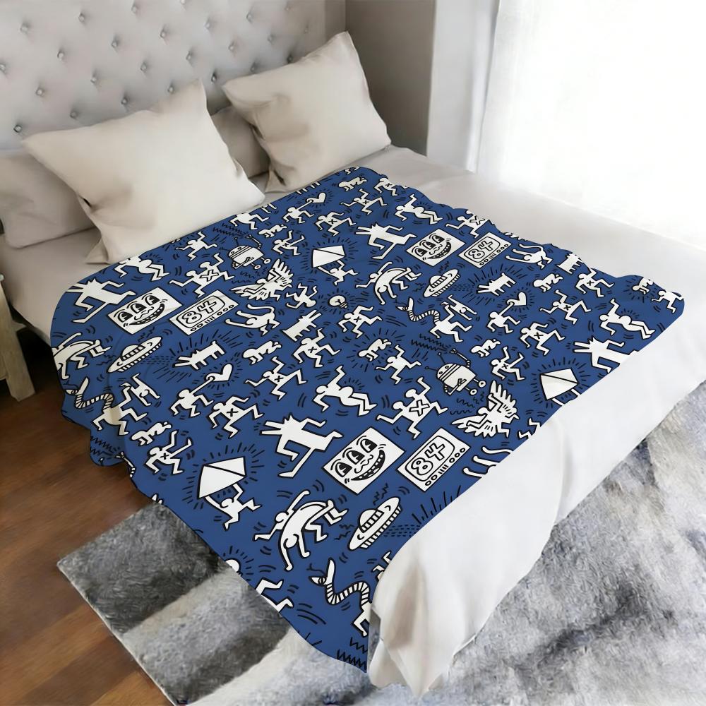 Artist K-Keith H-Haring Throw Soft Cozy Flannel Throw Blanket for Sofa Bedroom and More