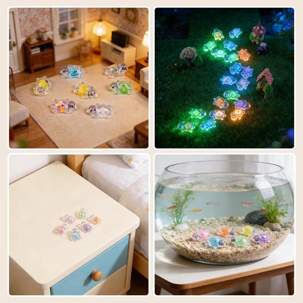 15/30 PCS Luminous Mini Resin Turtles Glow in The Dark Sea Turtle Figurines for Fairy Garden, Dollhouse, Aquarium & Hidden Decor
