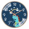 Kids Dinosaur Wall Clock Cute Cartoon Rainbow Design Easy To Read Round Quartz Clock for Boys Bedroom Nursery Classroom Decor