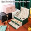 Light Luxury Double Layer Jewelry Storage Box Affordable Organizer for Earrings Rings Necklaces Watches - Home Decor & Furniture