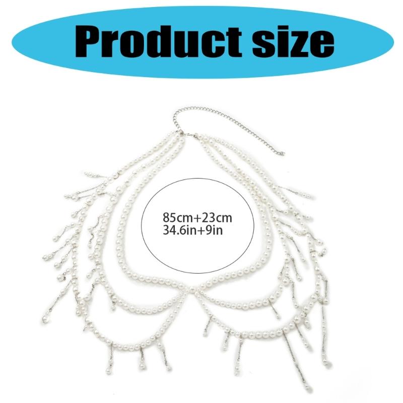Elegant MultiLayer Pearls Fringe Waist Chain Belt Belly Chain Waist Decors For Women Party Body Jewelry Waist Accessory