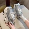 Small women's shoes with visible feet, autumn white platform sneakers, breathable and heightening casual shoes