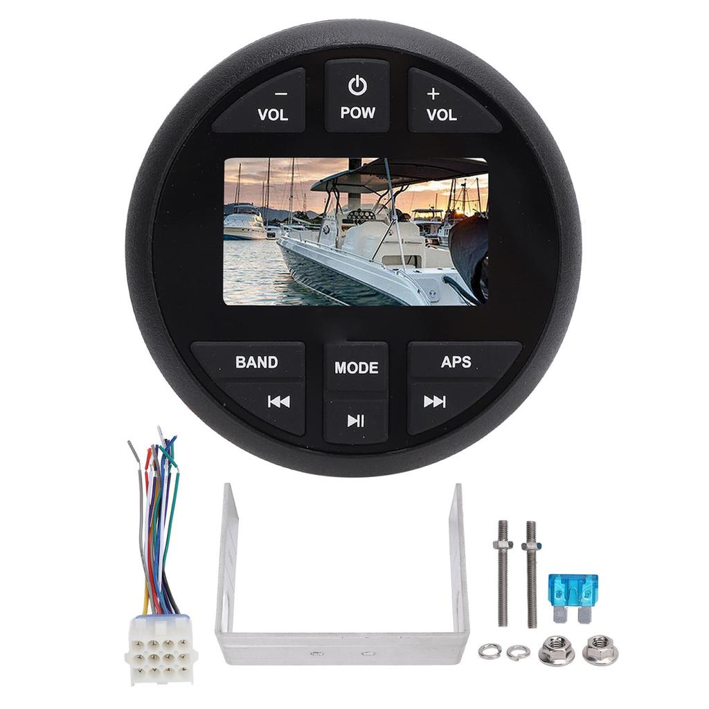 Marine Digital Media Receiver 3in TFT Screen Bluetooth IPX6 Waterproof Gauge MP3 Player for Boat Yacht RV