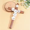 Large Retro Wooden Religious Cross Pendant for Home
