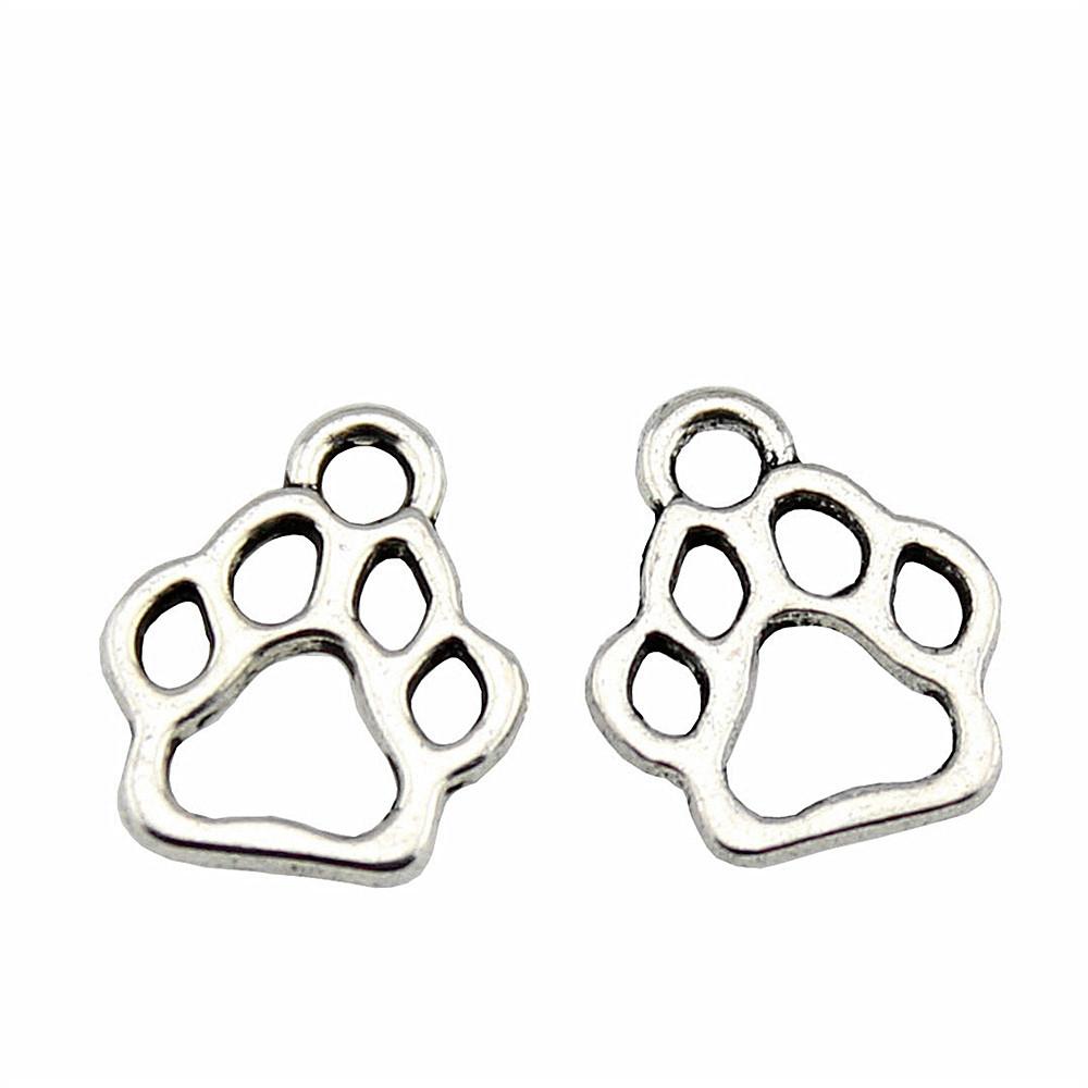 Alloy Dog Paws Charms Bear Paws Pendants For Jewelry Making Dog Themed Accessories