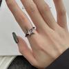 Punk Gothic Inlaid Zircon Star Black Open Ring Neutral Retro Creative Irregular Daily Party Jewelry Gift