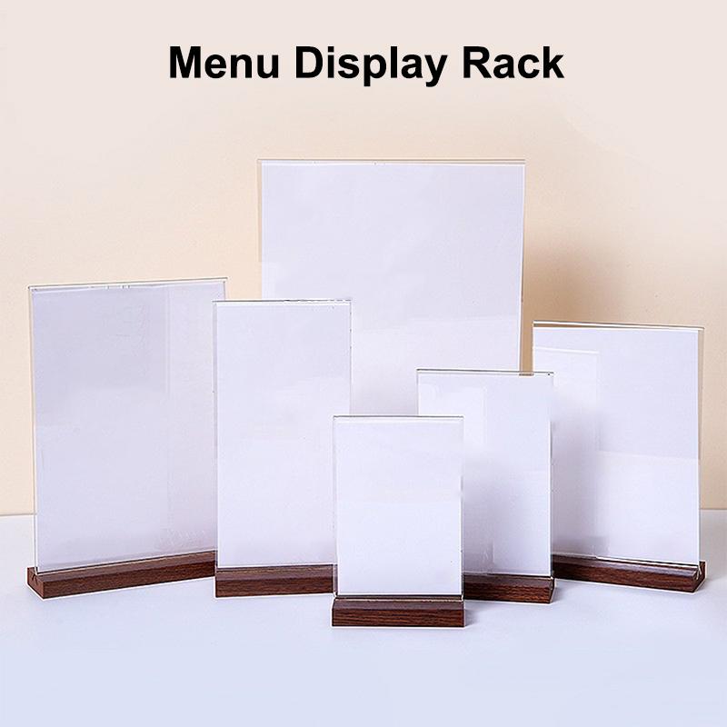 Holzbasis Tischplatte Acrylplatte Schildhalter Ständer Restaurant Bar Menü Kreidetafel Ständer Message Board Preisschild Fotorahmen