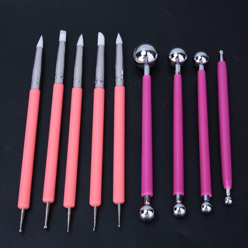 9Pcs DIY Acrylic Silicone Craving Pen Aluminum Tube Handle Pottery Clay Sculpture Tool #2