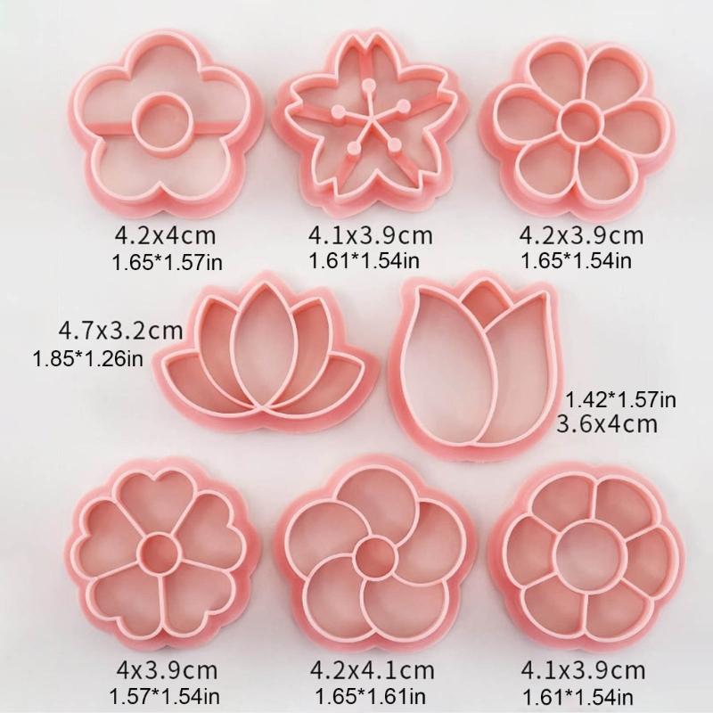 Pack Of 8 Flower Cookie Molds for Baking Enthusiasts Biscuit Fondant Embosser Stamp Rusts Resistant Dessert Bakewares