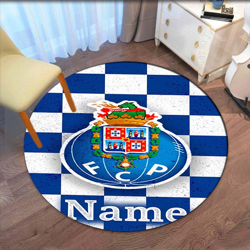 Custom Name FC Porto Printed Round Rug Carpet Chair Rug Area Rug Entryway Doormats,for Office Chair Living Room Bedroom Kitchen Room.