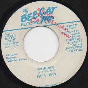

7inch Record PAPA SAN - Murder NONE Bee Cat Records Jamaica Reggae, Ska & Dub Used