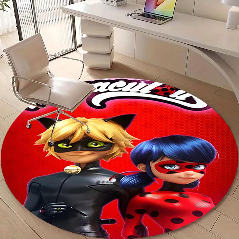1pc Ladybug Design Printed Area Round Carpet for Bedroom Living Room Home Decor Rugs Mat Non Slip Mat Rug for Bedside