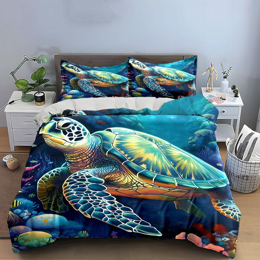 Sea Turtle Ocean Bedding Set Bedding Duvet Cover Set Duvet Cover Pillowcases (1 * Duvet Cover 2 * Pillowcases, Without Duvet Insert)