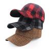 European Plaid Wool Baseball Cap - Unisex Hat with Brim for Men and Women To Keep Warm In Autumn and Winter, New Fashion Velcro