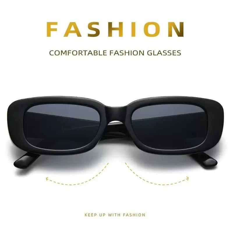 Vintage Black Square Sunglasses Woman Luxury  Small Rectangle Sun Glasses Female Gradient Clear Mirror Oculos De Sol