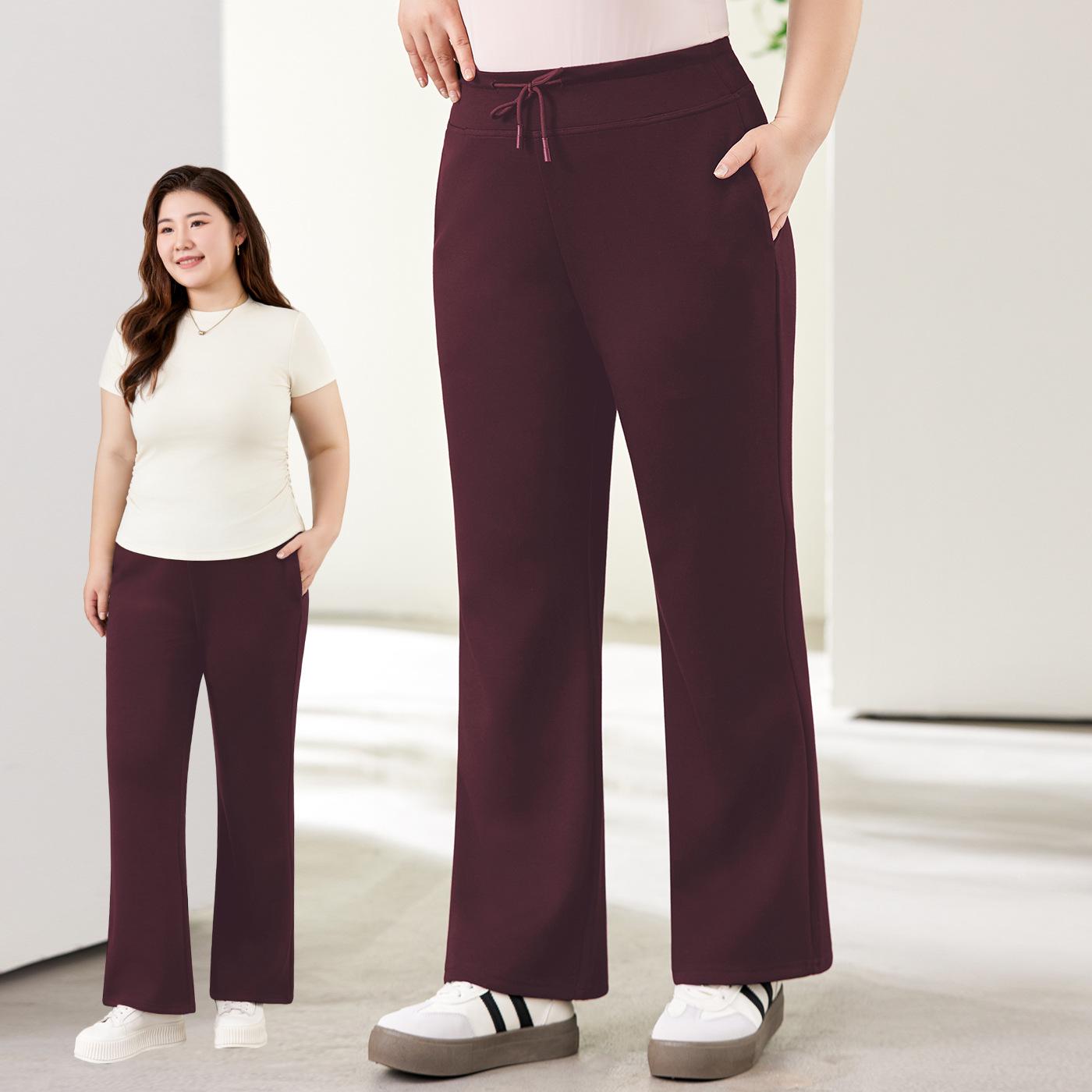 

2026 Spring Plus Size High Waist Anti-Wrinkle Micro-Flare Sweatpants for Pear-Shaped Women 6XL (for 190-210 lbs) червоний